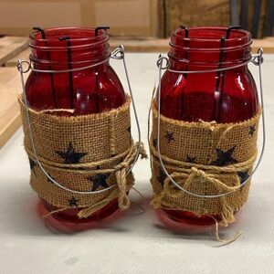 Rustic Red Mason Jar Lanterns